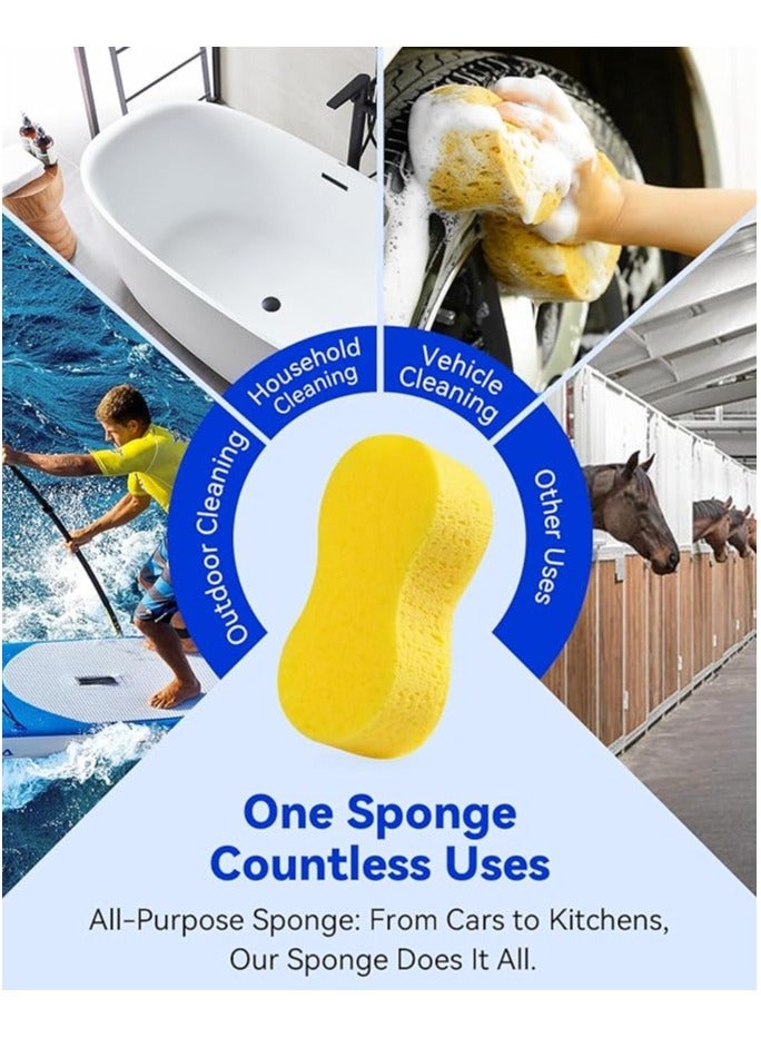 Car Wash Sponge, Large Multi Use Sponges for Cleaning, High Foam Scrubber Kit, Sponges for Dishes, Tile, Bike, Boat, Easy Grip Sponge for Kitchen, Bathroom, Household Cleaning, 3pcs - Image 2